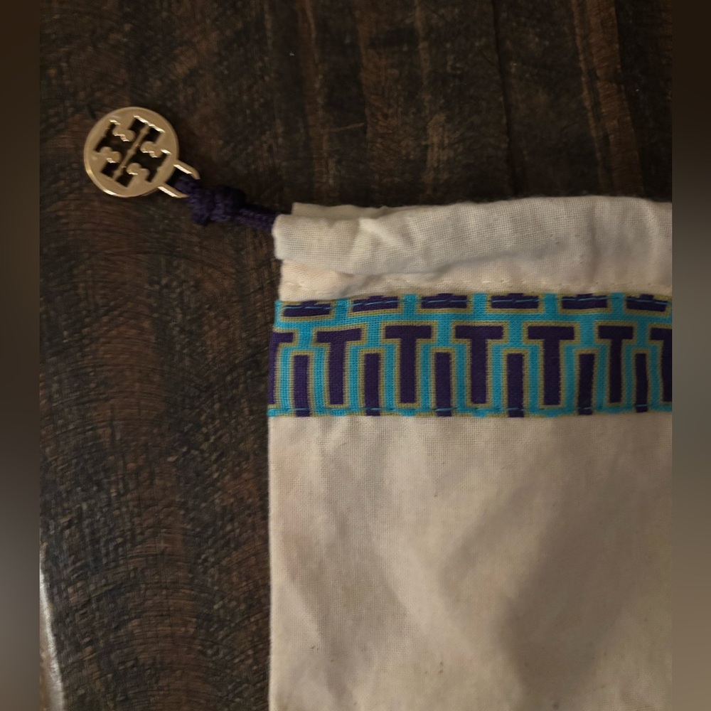 Tory Burch Cream Pouch with Blue and Purple Accents